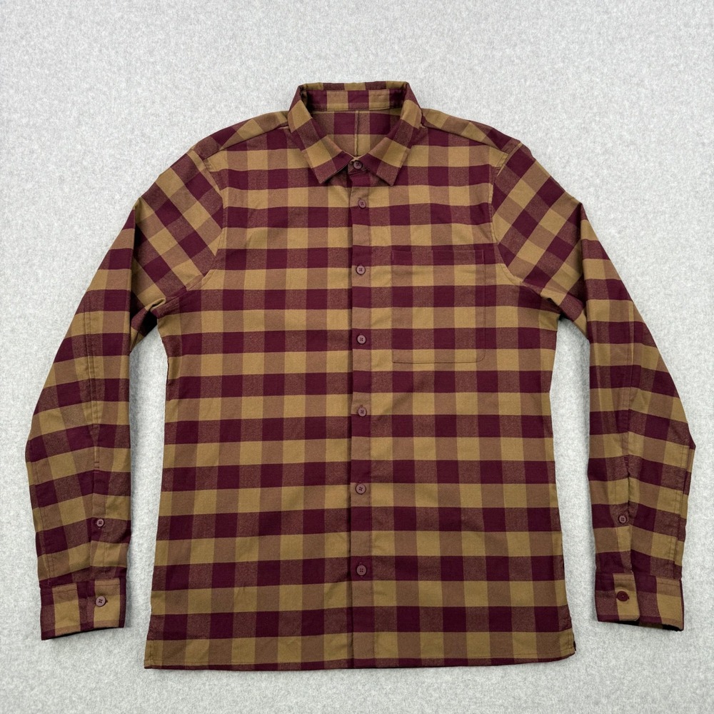 Lululemon Shirt Mens Medium Burgundy Red‎ Mason Peak Flannel Long Sleeve Preppy